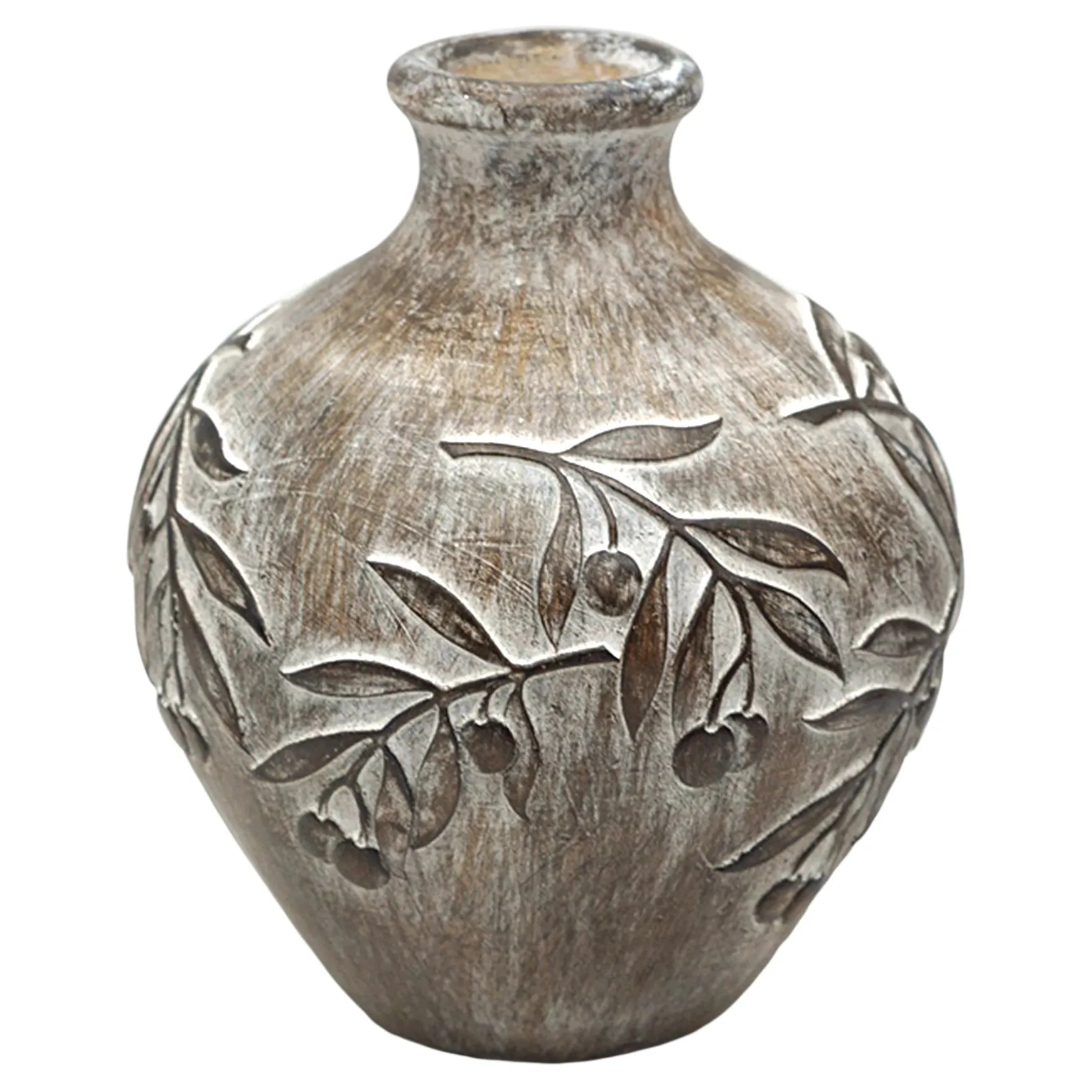Discount Sale Carved Brown Leaf Vase, 7