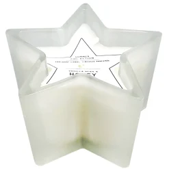 Discount Sale Honey & Vanilla Bean Scented White Star Glass Candle, 4Oz