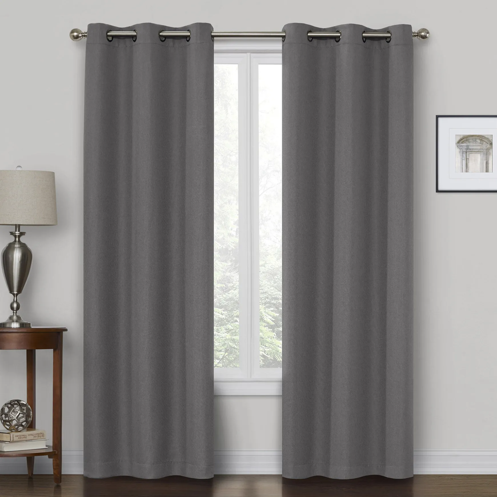 Discount Sale Rockwell Grey Blackout Grommet Curtain Panel, 63