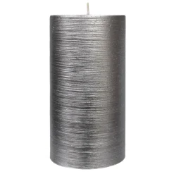 Discount Sale Silver Glittered Unscented Pillar Candle, 6