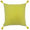 Discount Sale Yellow Washed With Tassels Pillow 22X22
