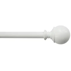 Exclusive Alex Ball 18 -36 Adjustable 1/2 Diameter Curtain Rod, White Finish