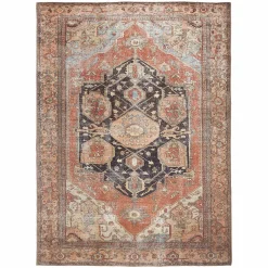 Exclusive (B753) Riley Brown Multi-Colored Medallion Area Rug, 5 7