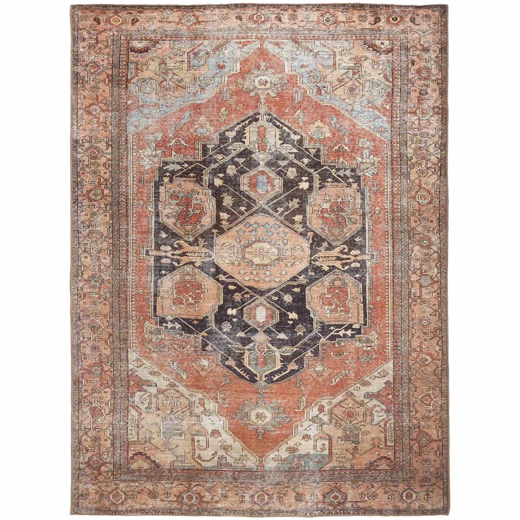 Exclusive (B753) Riley Brown Multi-Colored Medallion Area Rug, 5 7