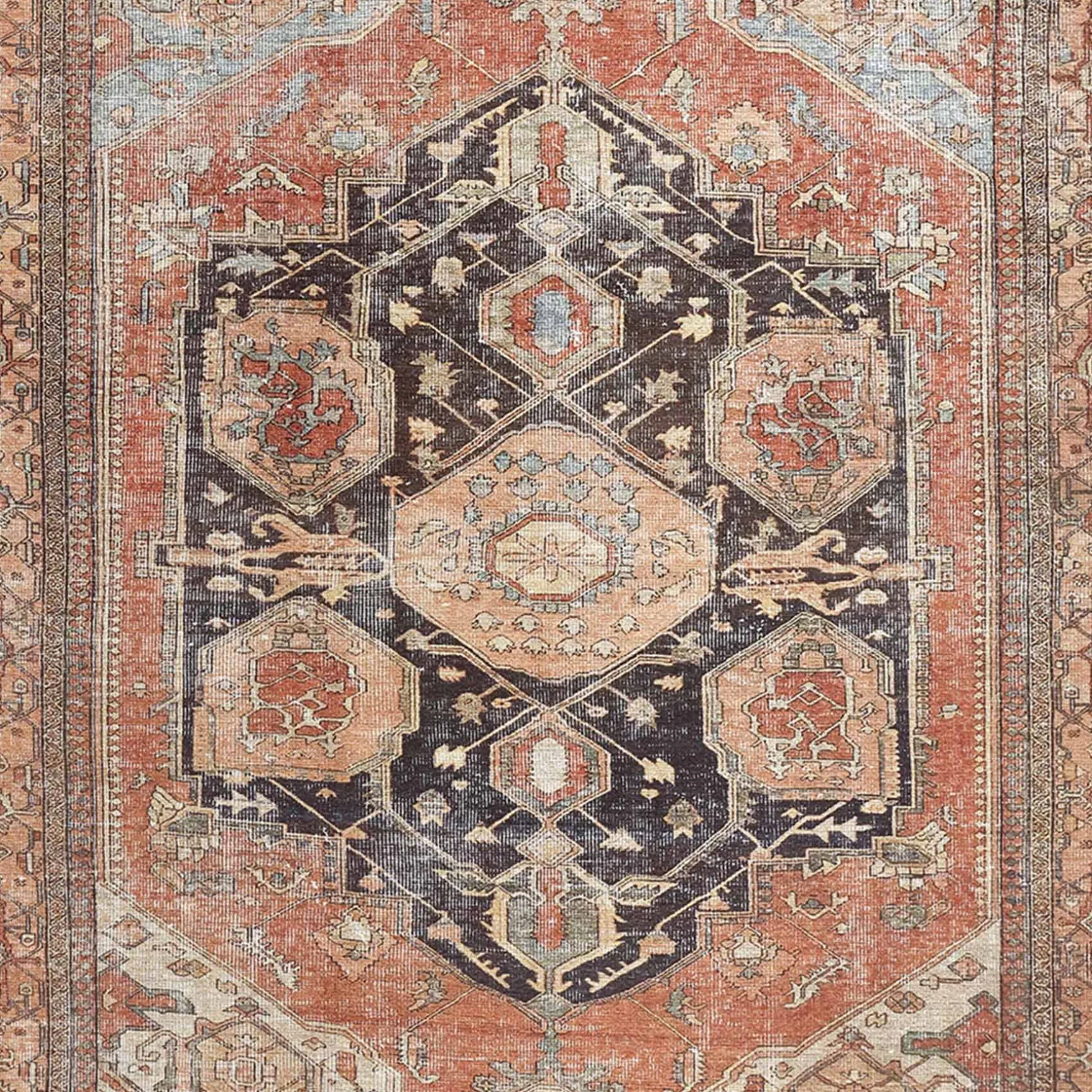 Exclusive (B753) Riley Brown Multi-Colored Medallion Area Rug, 5 7