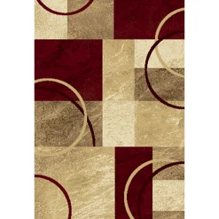 Exclusive (B645) Superior Burgundy & Tan Geometric Accent Rug, 3 5