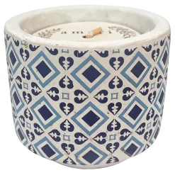 Exclusive Blue Patterned Cement Citronella Candle