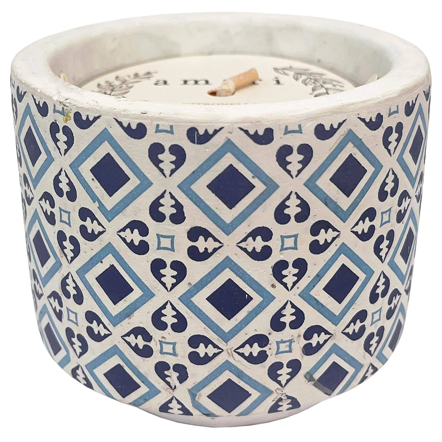 Exclusive Blue Patterned Cement Citronella Candle