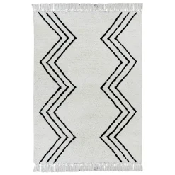 Exclusive (C186) White & Black Chevron Shag Area Rug, 5 7