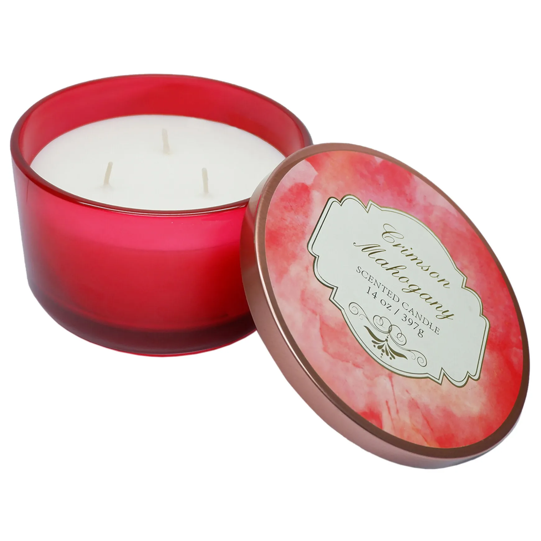 Exclusive Crimson Mahogany Scented Jar Candle, 14Oz