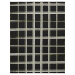 Exclusive (D501) Black & Ivory Plaid Area Rug, 7 10