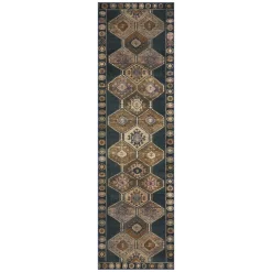Exclusive (D571) Freya Black Medallion Washable Runner, 2 7