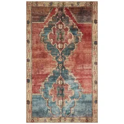 Exclusive (D567) Freya Orange Medallion Washable Accent Rug, 3 5