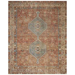 Exclusive (D570) Freya Red Multi-Colored Medallion Washable Area Rug, 8 10