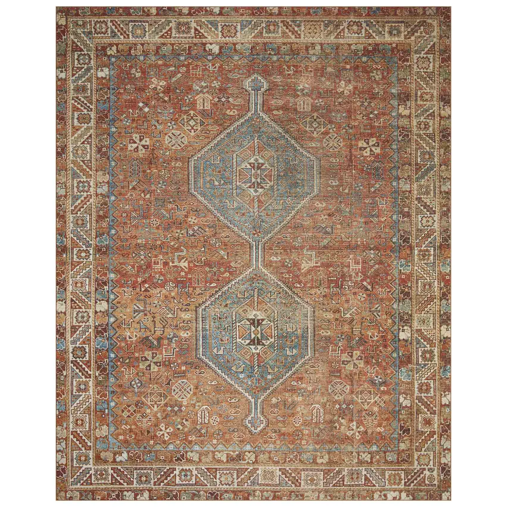 Exclusive (D570) Freya Red Multi-Colored Medallion Washable Area Rug, 8 10