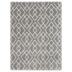 Exclusive (D558) Salinas Grey & White Diamond Design Area Rug, 5 7