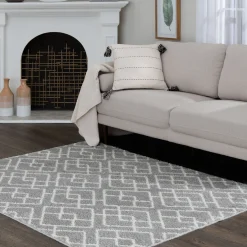 Exclusive (D558) Salinas Grey & White Diamond Design Area Rug, 5 7
