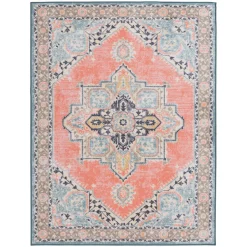 Exclusive (D561) Venus Pink Multi-Colored Medallion Area Rug, 5 7