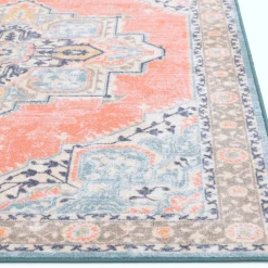 Exclusive (D561) Venus Pink Multi-Colored Medallion Area Rug, 5 7