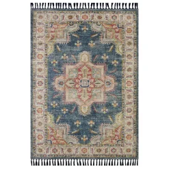 Exclusive Design (E338) Baden Blue Medallion Outdoor Area Rug, 5 7