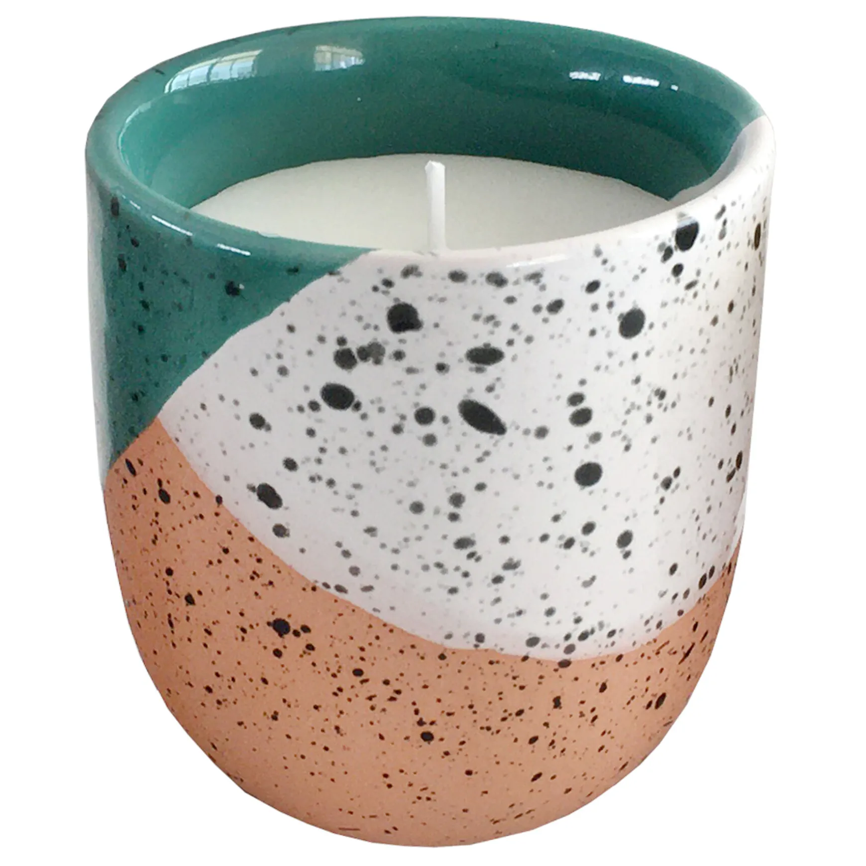 Exclusive Design Green Colorblock Ceramic Citronella Candle, 3