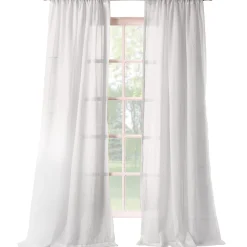 Exclusive Design Lourdes White Crushed Rod Pocket Sheer Curtain Panel, 95