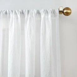 Exclusive Design Lourdes White Crushed Rod Pocket Sheer Curtain Panel, 95