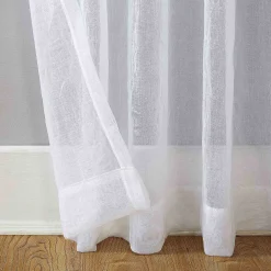 Exclusive Design Lourdes White Crushed Rod Pocket Sheer Curtain Panel, 95