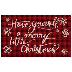 Exclusive Design Merry Little Christmas Buffalo Check Doormat, 17 27