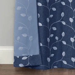 Exclusive Design Rockwell Navy Embroidered Blackout Grommet Curtain Panel, 84