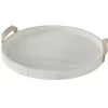 Exclusive Design White Round Wood Decorative Tray, 21