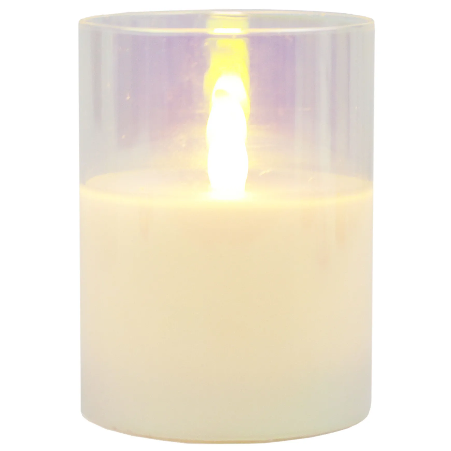 Exclusive Design 3X4 Led Glass Wax Candle In Glass Cylinder 6 Hour Timer