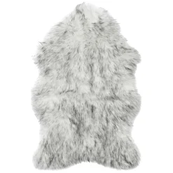 Exclusive Finley Ivory & Grey Faux Fur Accent Rug, 2 3