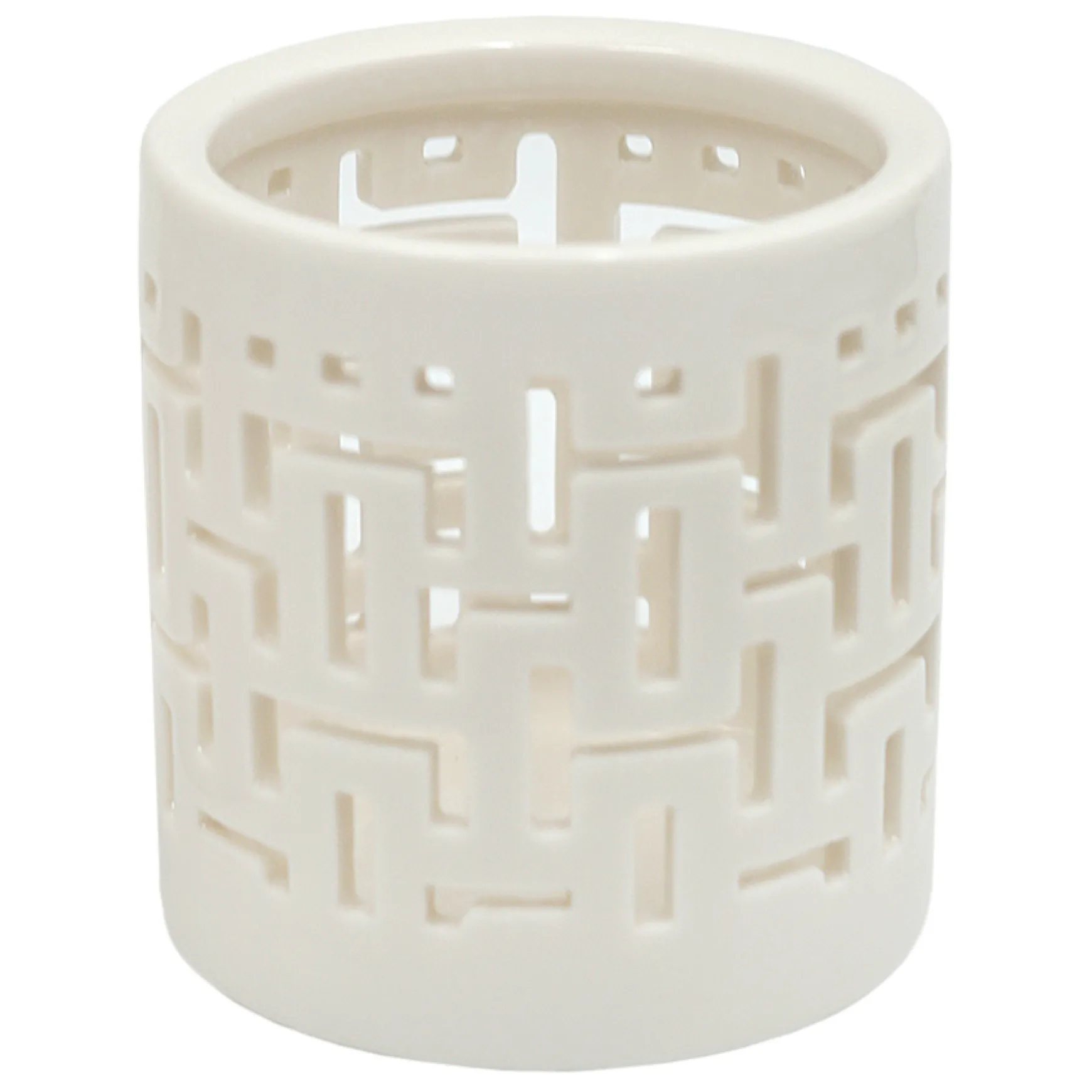 Exclusive Grace Mitchell White Ceramic Cutout Tealight Candle Holder, 3