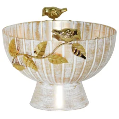 Exclusive Grace Mitchell Gold Bowl With Iron Leaves & Caste Bird