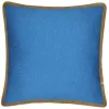 Exclusive Grace Mitchell Blue Linen With Jute Trim Throw Pillow, 18