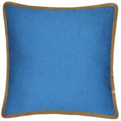 Exclusive Grace Mitchell Blue Linen With Jute Trim Throw Pillow, 18