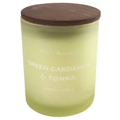 Exclusive Green Cardamom & Tonka Scented Glass Jar Candle, 8Oz