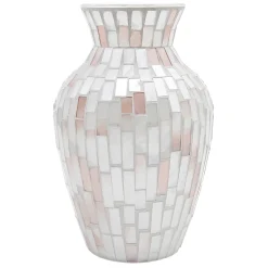 Exclusive Ivory Mosaic Glass Vase, 10 "