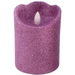 Exclusive Purple Glittered Led Halloween Candle, 4