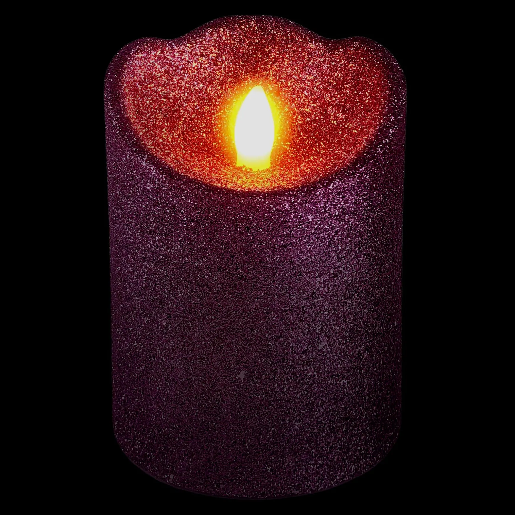 Exclusive Purple Glittered Led Halloween Candle, 4