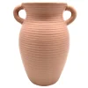Exclusive Ribbed Natural Ceramic Vase With Handles, 8