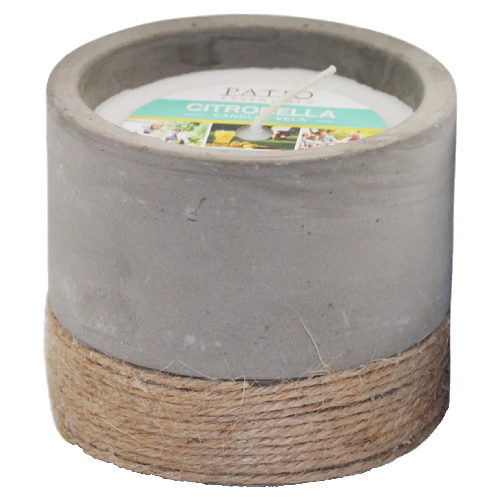 Exclusive Round Grey Cement Citronella Candle With Rope Base