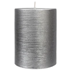 Exclusive Silver Glittered Unscented Pillar Candle, 4