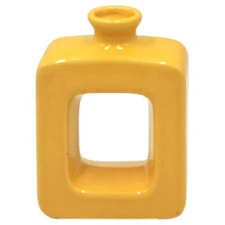 Exclusive Yellow Square Cutout Ceramic Vase, 6