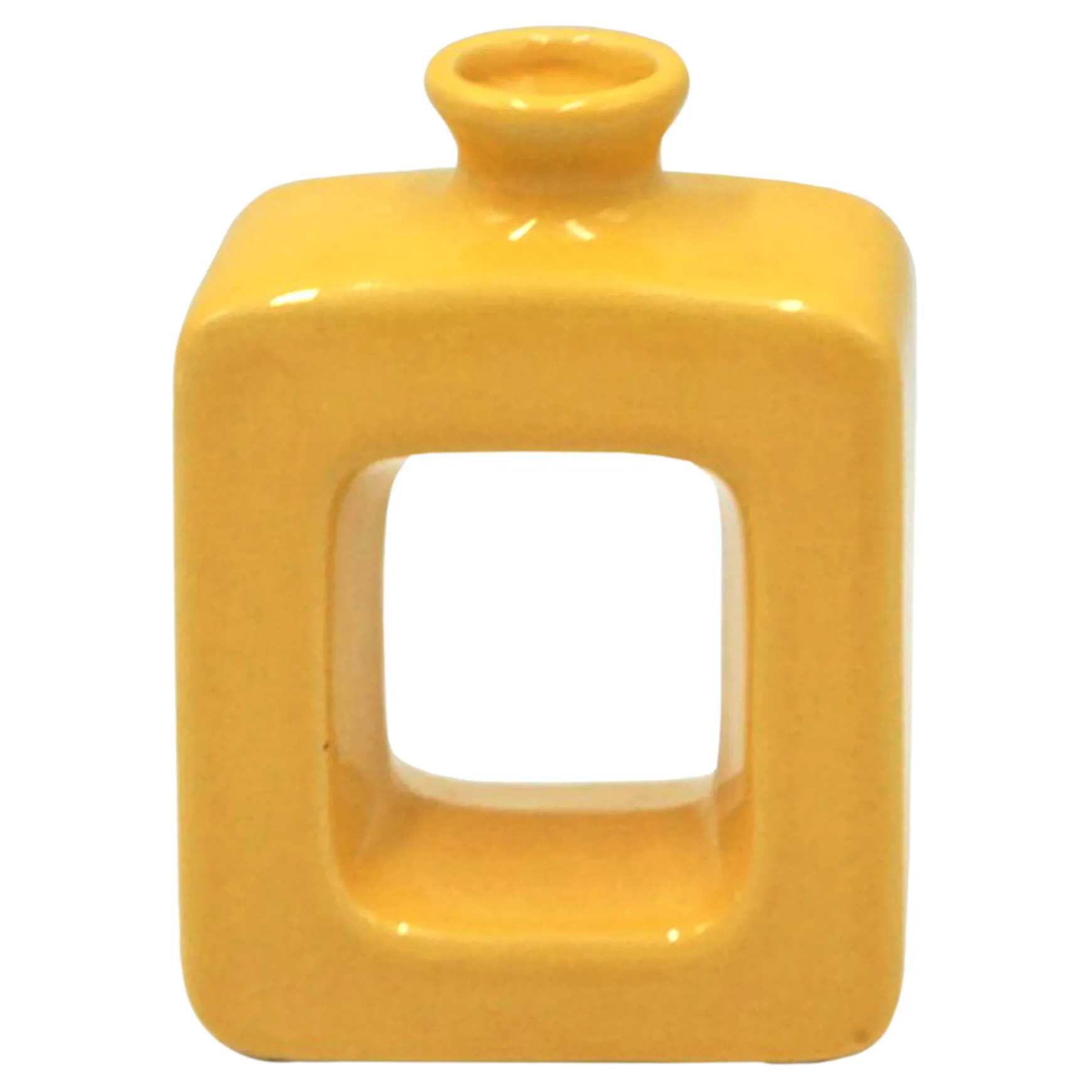 Exclusive Yellow Square Cutout Ceramic Vase, 6