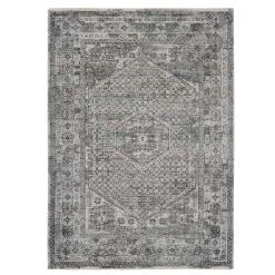 Exquisite Gifts (A461) Dark Grey Multi-Colored Traditional Medallion Area Rug, 8 10
