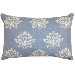 Exquisite Gifts Blue Beaded Embroidered Throw Pillow, 14 20