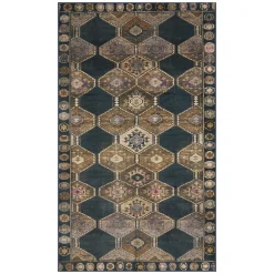Exquisite Gifts (D571) Freya Black Medallion Washable Accent Rug, 3 5