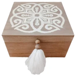Exquisite Gifts Decorative Wood Box With Tassels, 7X6